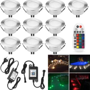 10er Bluetooth RGBWW Led Bodeneinbaustrahle Aussen 1.5W Ø61mm IP67 Wasserdicht LED Einbaustrahler Terrasse Küche Garten Led Lampe Full Kit