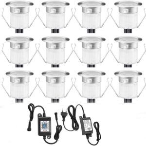 10er Bluetooth Smart Dimmbar 0.6W Warmweiß Kaltes Weiß, Weiß 3 in 1 LED Bodeneinbauleuchten 3000k-6000k Einbaustrahler, Ø30mm IP67 Wasserdicht LED Einbaustrahler Außen, timing...