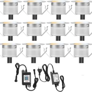 10er Bluetooth Smart Dimmbar 1W Warmweiß Kaltes Weiß, Weiß 3 in 1 LED Bodeneinbauleuchten 3000k-6000k Einbaustrahler, Ø45mm IP67 Wasserdicht LED Einbaustrahler Außen, timing...