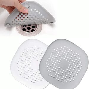 2 Stück Abflusssieb Silikon, Abflusssieb Dusche Haarfänger Badewanne Abflussabdeckung, Abflusssieb für Badezimmer Badewanne und Küche (1 Grau 1 Weiß)