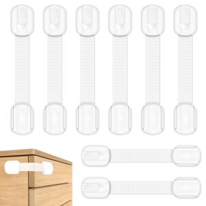 8 Stück Kindersicherung für Schrank und Schubladen, Schubladensicherung für Baby und Kinder für Tür Schränke Kühlschrank, Schrankschloss mit 3M Kleber ohne Bohren - Weiß