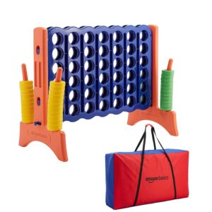 Amazon Basics 4-gewinnt-Spiel, Junior-Riesen-Edition, BPA-frei, für Kinder und Erwachsene, mit Tragetasche, tolles Geschenk, blau, gelb, rot, grün, Groß