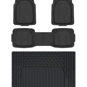 Amazon Basics Universal-Fußmatten-Set, strapazierfähig, aus PVC, 4 Stück, mit Gepäckträger, Allwetterschutz, wasserdichter Rand, passend für Autos, SUVs, Limousinen, Lastwagen,...
