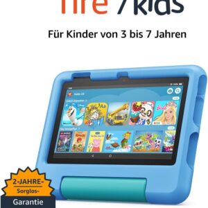Amazon Fire 7 Kids-Tablet | 7-Zoll-Display, für Kinder von 3 bis 7 Jahren | Mit werbefreien Büchern, Spielen und Videos für Kinder | Kindersicherung, 10 Stunden Akkulaufzeit, 16 GB