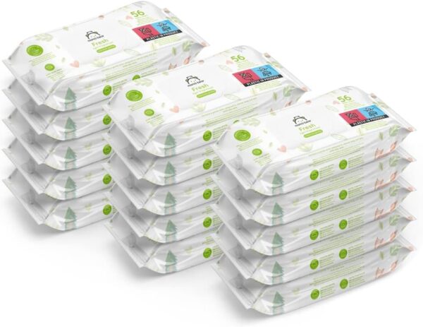 Amazon-Marke: Mama Bear Fresh Feuchttücher, Aloe Vera, 1008 Stück (18 Packungen mit 56 Stück), Verpackung kann variieren