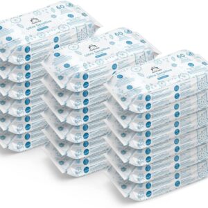 Amazon-Marke - Mama Bear Ultra Sensitive Baby Feuchttücher, Unparfümiert, 1080 Stück (18 packungen mit 60)