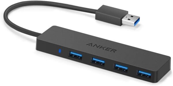 Anker 4-Port USB 3.0 Ultra Flacher Datenhub, Geeignet für Macbook, Mac Pro/mini, iMac, Surface Pro, XPS, Notebook PC, USB Flash Drives, Mobile HDD, und mehr