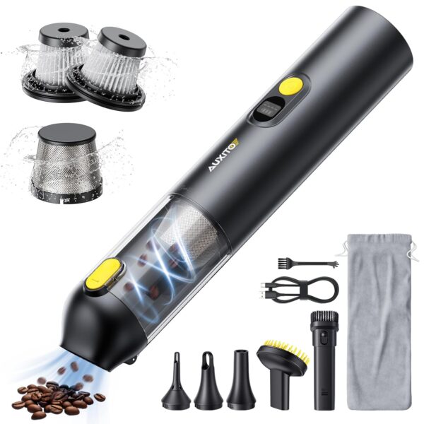 AUXITO Akku-Autostaubsauger mit hoher Leistung 14000 Pa, Handstaubsauger mit Blas- & Saugfunktion 2 IN 1, 30 Min Laufzeit, USB-C Ladung, Kleiner Staubsauger Handlich für Auto,...