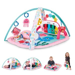 Baby Einstein Ocean Explorers 4-in-1 Spielbogen Baby Spielmatte mit Kick Piano, Musik- & Sprachförderung, Sensorikspielzeug, Lichter & Klänge, Für Neugeborene +, Rosa (Jellyfish...