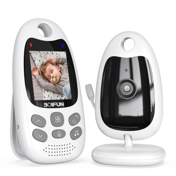 Babyphone mit Kamera Tragbares Vox-Funktion Temperatursensor Nachtsicht-Video-Babyfon 2,4 Ghz, BOIFUN Intelligentes Standby Baby monitor Gegensprechanlage Schlaflieder Lange...
