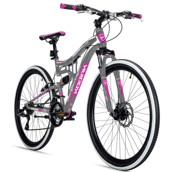 Bergsteiger Kodiak 24 Zoll, 26 Zoll, 29 Zoll Mountainbike, Scheibenbremse, 21 Gang-Schaltung, Vollfederung, Fully MTB für Jungen, Mädchen, Damen & Herren