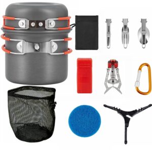 Bulin Camping Kochgeschirr Set,Outdoor Camping Kochset Aluminium,Camping Töpfe und Pfannen für 1-2-4-6 Personen Picknick Camping Wandern