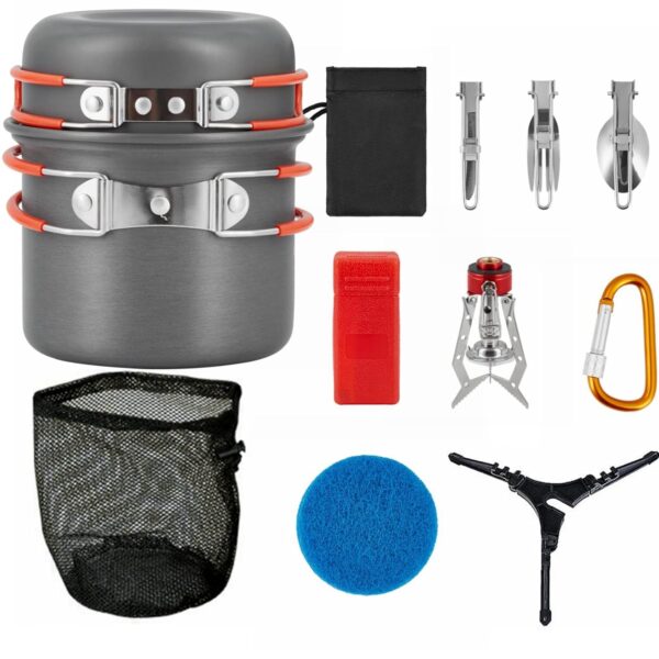 Bulin Camping Kochgeschirr Set,Outdoor Camping Kochset Aluminium,Camping Töpfe und Pfannen für 1-2-4-6 Personen Picknick Camping Wandern