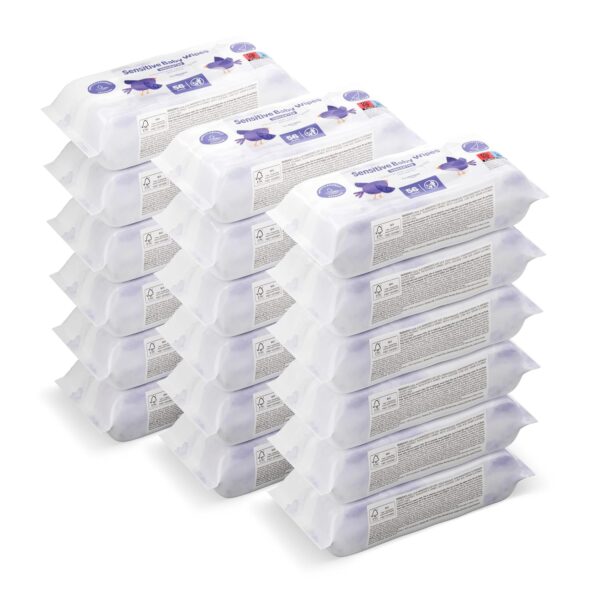 by Amazon Sensitive Babytücher, 1008 Feuchttücher, 18er-Packung á 56 Stück (Zuvor eine Marke von Mama Bear, gleiches Produkt)