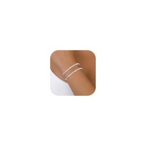 CASSIECA Armband Damen 925 Sterling Silber Armbänder Silver Armband Set Verstellbare Stapelbare Kettenarmband für Damen Mädchen