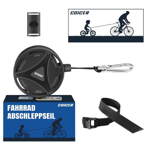 COICER MTB Abschleppseil Fahrrad Kinder und Erwachsene, Abschleppseil Fahrrad Traktionsseil Eltern Kind Zugseil, 2M Fahrrad Abschleppseil Kinder, Zuglast bis 120 kg Follow Me...
