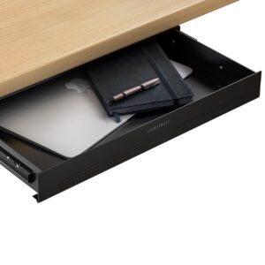 Desktronic Schreibtisch-Organizer, Untertisch-Aufbewahrungsbox, Schreibtisch für Büro Schule Homeoffice Schreibwaren, Metallschublade, Versteckte Schubladenbox (Schwarz)