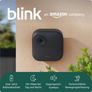 Die neue Blink-Kamera Outdoor 4 | Kabellose intelligente HD-Sicherheitskamera, zwei Jahre Batterielaufzeit, funktioniert mit Alexa | 1-Kamera-System mit enthaltenem Sync Module...