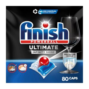 Finish Quantum Infinity Shine Spülmaschinentabs – Kraftvolle Reinigung mit besonderer Schutzformel für Gläser, Dekor, Silberbesteck – Sparpack mit 80 Finish Tabs