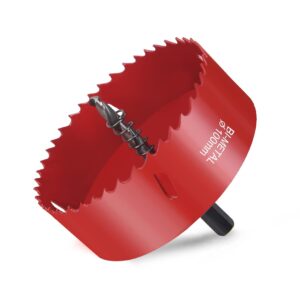 flintronic Hole saw, Lochfräse Set, 100MM Lochkreissäge, Bi-Metall-Lochsäge, 1 Bohrer, 1 Mechanische Feder, 1 Sechskantschlüssel, Lochsäge für Aluminium, Holz, PVC-Platte und...