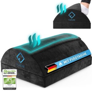FLIPLINE Fußstütze Schreibtisch - [TEST SEHR GUT] - Höhenverstellbare Fußbank [rutschfest] - mit Flauschfaser Fußtasche - für Schreibtisch Büro Homeoffice Zubehör - Fußkissen...