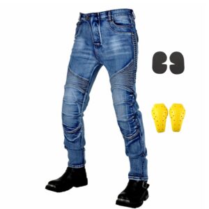 GEBIN Motorradhose Herren Mit Protektoren, Aramidfaser Jeans, Oberschenkeltaschen - Motorrad Hose