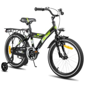 Hiland 16/18/20 Zoll Kinderfahrrad Mountainbike Kinder MTB für Jungen und Mädchen ab 4 5 6 7 8 9 Jahren Licht Gepäckträger Stützräder/Ständer schwarz/weiß