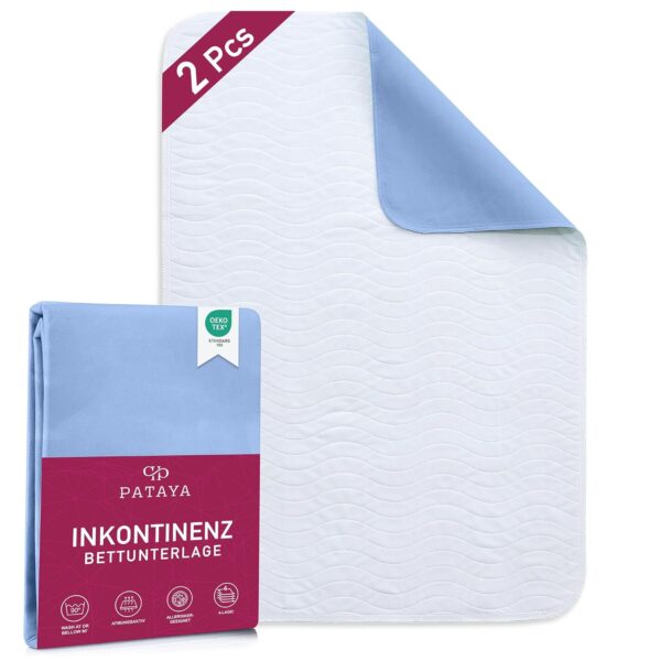 Inkontinenzunterlage waschbar - 2er -75x90 - wasserdichte Matratzenschutz Matratzenauflage nässeschutz Bett Inkontinenzauflage Bettunterlage (75x90 cm 2er)