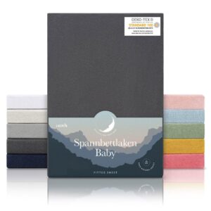 Jersey Spannbettlaken 100x115 cm Laufstall - Oeko-TEX zertifiziertes Spannbettlaken 6-eckig - Laufstall Bezug aus Baumwolle - Spannbettlaken Laufgitter 100x115 - Unterlage...