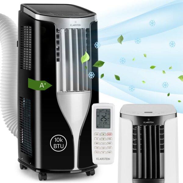 Klarstein Mobile Klimaanlage mit Abluftschlauch, 3-in-1 Klimagerät mit Ventilator & Luftentfeuchter, Kleine & Portable für Wohnung & Büro, Nachtmodus, 10000 BTU AC mit Niedrigem...