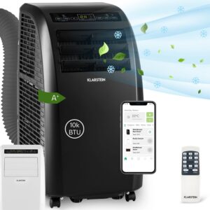 Klarstein Mobile Klimaanlage mit Abluftschlauch, 4-in-1 Klimagerät mit Ventilator, Luftentfeuchter & Nachtmodus, Kleine & Portable Klimaanlage für Wohnung & Büro, Niedriger...