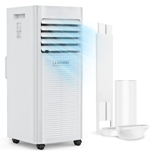 LEENON Klimaanlage Mobil Klimagerät 9000 BTU,4 in 1 Kühlen Entfeuchten Ventilato, 2.6KW Mobile Klimagerät mit Abluftschlauch, Fernbedienung/ 24h-Time, Schlafmodus, für Zuhause...