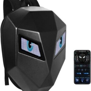 MENDUNER Rucksack Mit LED Augen, Motorrad Wasserdichter Rucksack, Programmierbarer Reitrucksack Mit Vollfarbbildschirm