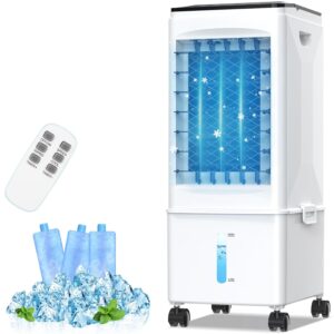Mobile Klimaanlage Mobil Klimagerät Klimaanlage Ohne Abluftschlauch Luftkühler Ventilator mit Wasserkühlung 9,5L Wassertank 60W Verdunstungskühler Energiesparend 7h Timer...