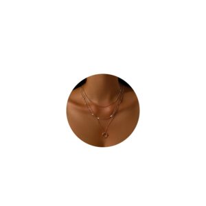 MOROTOLE mehrreihige Halsketten für Damen, trendige, stapelbare, zierliche Choker-Halsketten aus Gold/Silber für Damen, runde Anhängerkette