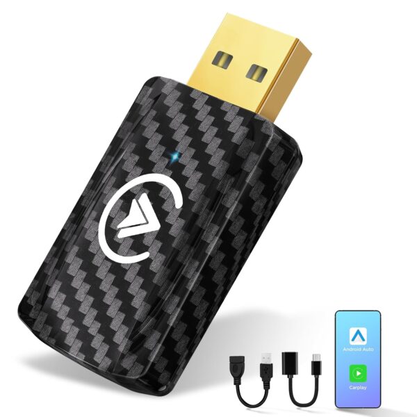 MSXTTLY Wireless Android Auto & Carplay Wireless Adapter, 2 IN 1 Stick Konvertieren Wired Android Auto/Car Play in kabellos für Autos mit AA & Carplay, USB C/A, Mini & stabil...