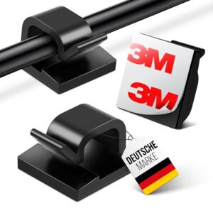 MYMIND® Kabelhalter selbstklebend [3M KLEBER] 50 Stück Indoor & Outdoor - Kabelclips für Kabelmanagement - Kabelklemmen & Kabelorganisator am Schreibtisch - Kabelbefestigung...