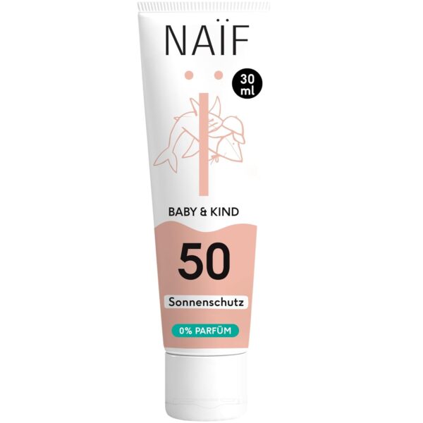 Naïf Sonnencreme auf mineralischer Basis - für Baby & Kind - LSF 50-0% Parfüm - Creme ohne Octocrylene - UVA und UVB Schutz - Wasserresistent - Dermatologisch Getestet - Ohne...