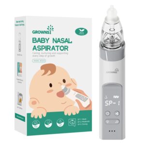 Nasensauger Baby | Nasensauger Baby Elektrisch| Nasensauger Baby Staubsauger Wiederaufladbar, Mit 3 SaugstäRken Musik & Licht Funktion Und 3 GrößEn Silikon Tipps (Grau)