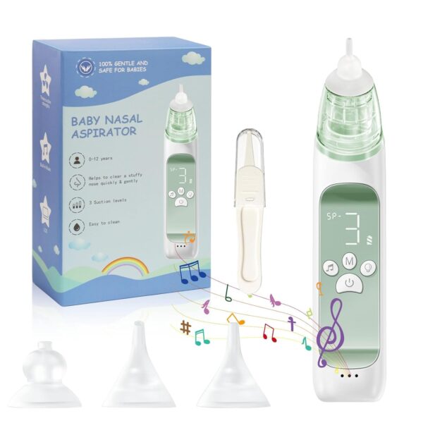 Nasensauger Baby | Nasensekretsauger Baby | Nasensauger Baby Elektrisch Mit 3 SaugstäRken, 3 GrößEn Silikon Tipps Und Licht Beruhigender, Musikfunktion