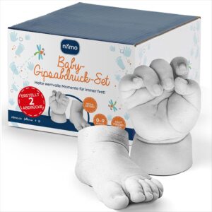 Niimo® 3D Gipsabdruck Baby Hand und Fuß - Hautfreundliches & Detailgetreues Fußabdruck & Handabdruck Set, Baby Geschenk, Neugeborenen Geschenk, 0-9 Monate