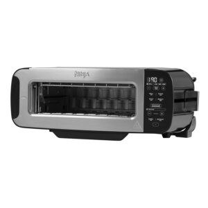 Ninja Foodi 3-in-1 Toaster, Elektrogrill mit Deckel, Panini-Presse mit Flip-Design, 7 Kochfunktionen, 7 Toastlinien, Backblech und Krümelschale, Edelstahl, ST202EU