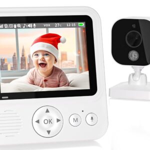 OBVHNUA Babyphone mit Kamera 720p IPS Video Babyphone 2,8" mit 2000mAh Akku Digitalzoom VOX Modus Zwei-Wege-Audio Nachtsicht Temperaturüberwachung Schlaflied Wecker