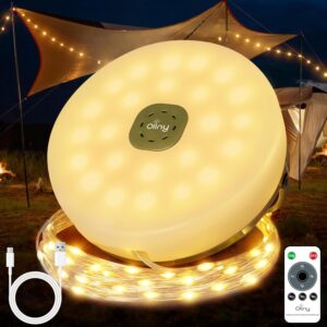 Ollny Camping Lichterkette Aufrollbar 10M, 4-in-1 Tragbare Wiederaufladbare Lichterkette Außen mit 8 Beleuchtungsmodi Timer Dimmbar, Wasserdichte USB Campinglampe Taschenlampe...