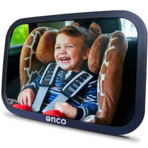 Onco 360° Baby Autospiegel - 100% bruchsicher & rutschfest, 2024 & 2023 preisgekrönt, klare & weite Sicht, Spiegel Auto Baby Rückbank (17,5 x 24,5 cm)