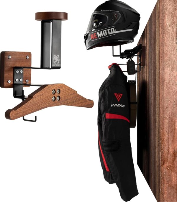 OneTigris Helmhalter Wand, Helmhalterung Wand für Motorradhelm, Feuerwehrhelm & Airsoft-Westen (40kg Tragkraft)-Stabile Wandhalterung für Garage, Motorradbekleidung &...