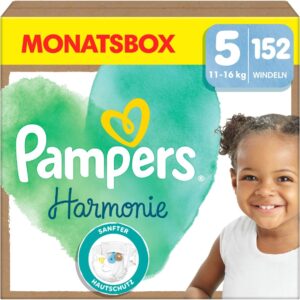 Pampers Harmonie Windeln Größe 5, 152 Windeln, 11kg-16kg, sanfter Hautschutz mit 100Prozent Pampers Schutz