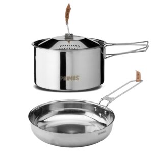 Primus Outdoor Kochset Edelstahl - Campfire Cookset Small - 1,8 L & 17,5 cm Camping Kochtopf - 21 cm Camping Pfanne - Camping Kochgeschirr für Lagerfeuer & Gaskocher - Camping...