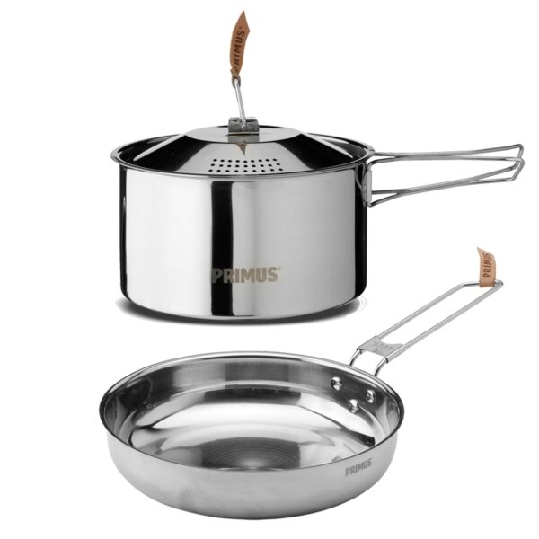 Primus Outdoor Kochset Edelstahl - Campfire Cookset Small - 1,8 L & 17,5 cm Camping Kochtopf - 21 cm Camping Pfanne - Camping Kochgeschirr für Lagerfeuer & Gaskocher - Camping...