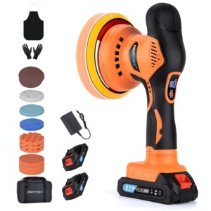 Protmex Poliermaschine Auto Akku - 6 Variable Geschwindigkeit Auto Politur Set 2800-5500RPM 21 PCS Aufsätze, 2 x 21 V 1,5 Ah Akku Poliermaschine für Auto Autopflege Polieren...